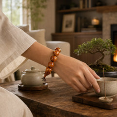 Golden Sea Willow Success Positive Bracelet Mala featuring Golden Sea Willow, Colorful Sea Willow