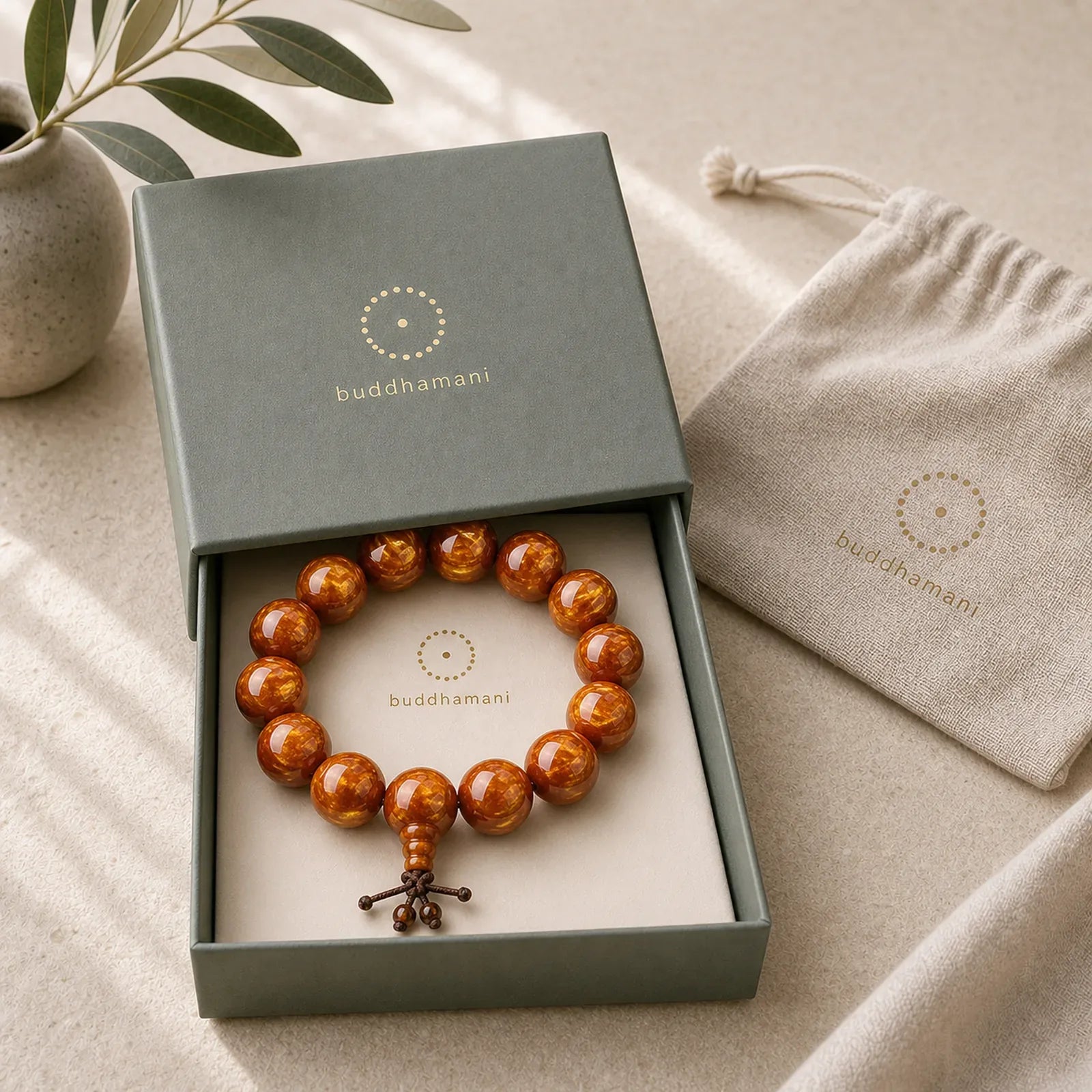 Golden Sea Willow Success Positive Bracelet Mala featuring Golden Sea Willow, Colorful Sea Willow