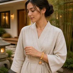 Golden Silk Jade Chinese Knotting Pumpkin Wealth Bracelet featuring Golden Silk Jade, Chinese Knotting, Copper