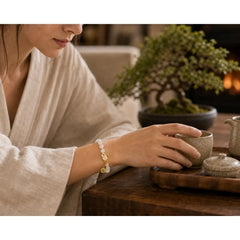 Golden Silk Jade Cute Rabbit Luck Bracelet featuring Golden Silk Jade, Copper