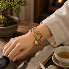 Golden Silk Jade Gourd Wealth Bracelet featuring Golden Silk Jade