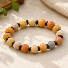Golden Silk Jade Lotus Wealth Luck Bracelet featuring Golden Silk Jade, Lotus, Lotus Symbol