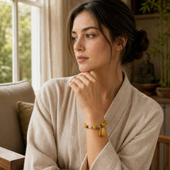 Golden Silk Jade Pixiu Wealth Bracelet featuring Golden Silk Jade, Pixiu