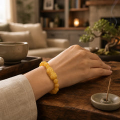 Golden Silk Jade Pixiu Wealth Bracelet featuring Golden Silk Jade, Pixiu