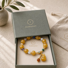 Golden Silk Jade Pixiu Wealth Bracelet featuring Golden Silk Jade, Pixiu
