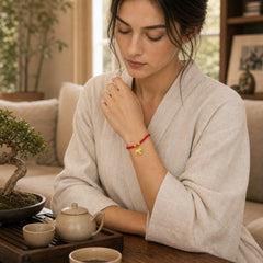 Golden Year Of The Horse Red String Copper Strength Braided Bracelet featuring Horse, Red String, Copper