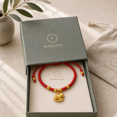 Golden Year Of The Horse Red String Copper Strength Braided Bracelet featuring Horse, Red String, Copper