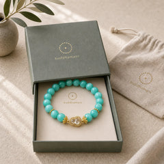 Gourd Design Amazonite Stone Healing Confidence Beads Bracelet featuring Amazonite
