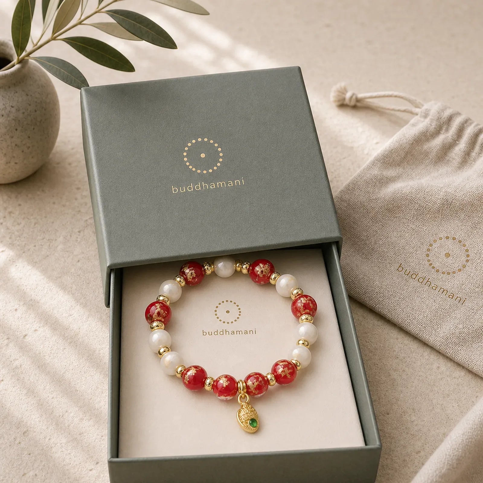 Gourd God Of Wealth Charm Fortune Liuli Glass Bead Incense Ash Porcelain Bead Bracelet featuring Five Elements, Pearl