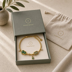 Gourd Green Agate Zircon Copper Beads Support Chain Bracelet featuring Green Agate, Copper