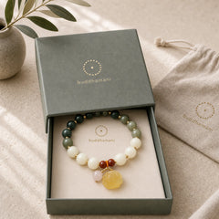 Gradient Bodhi Seed Amber Lotus Peace Bracelet featuring Bodhi Seed, Amber, Lotus