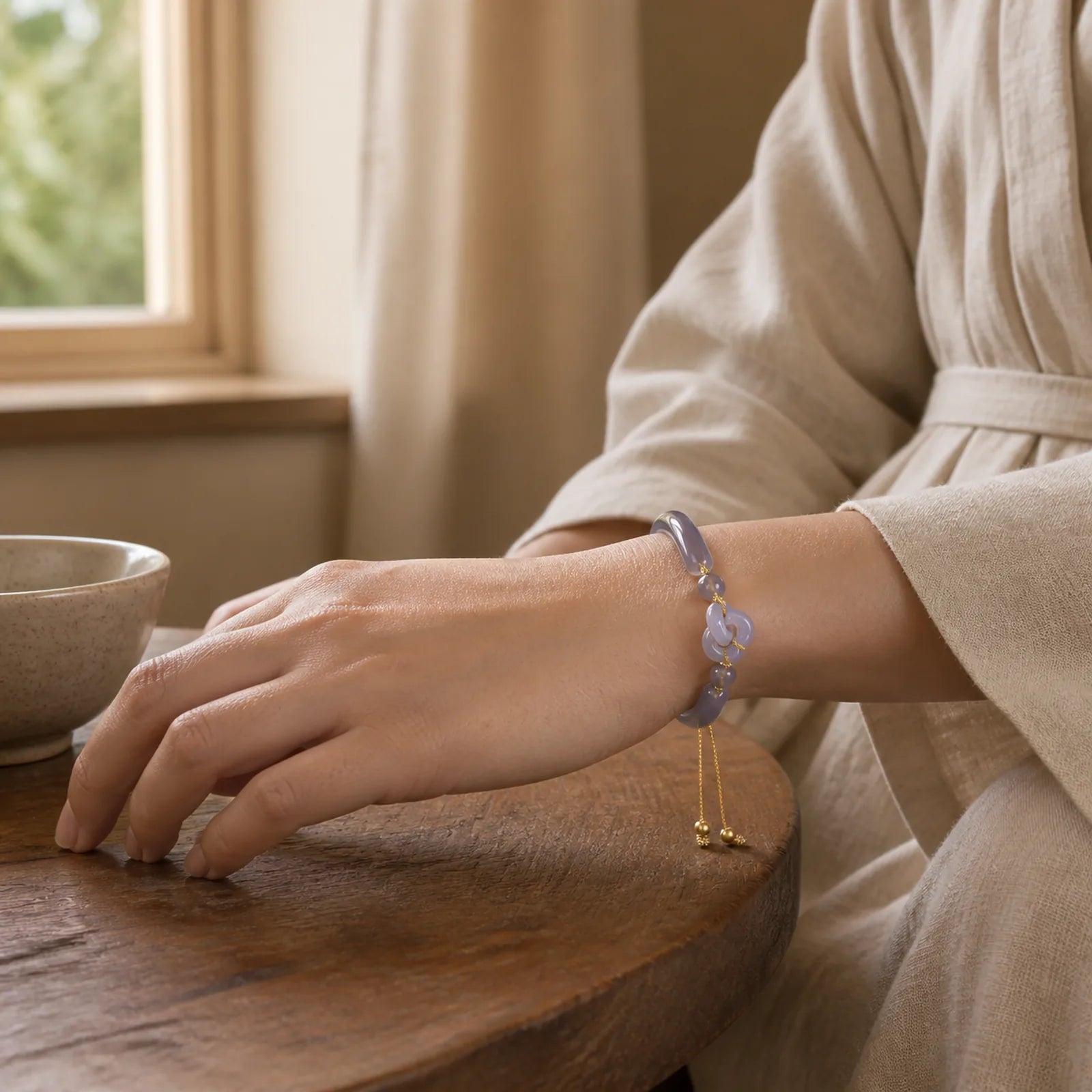 Gray Agate Copper Hook Peace Cuff Half Bracelet Bangle featuring Gray Agate, Copper, Jade