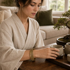 Great Compassion Mantra Copper Brass Luck Power Bracelet Bangle featuring Copper