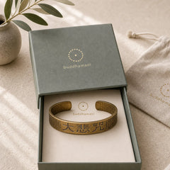 Great Compassion Mantra Copper Brass Luck Power Bracelet Bangle featuring Copper