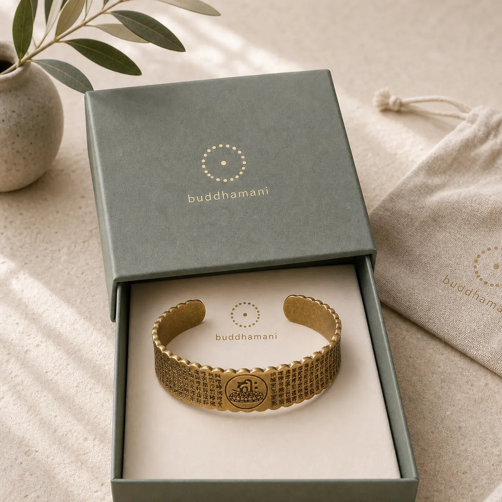 Great Compassion Mantra Copper Brass Luck Self Care Bracelet Bangle featuring Copper