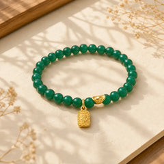 Green Agate Ingot Fu Character Relaxation Hope Bracelet featuring Green Agate, Fu Character