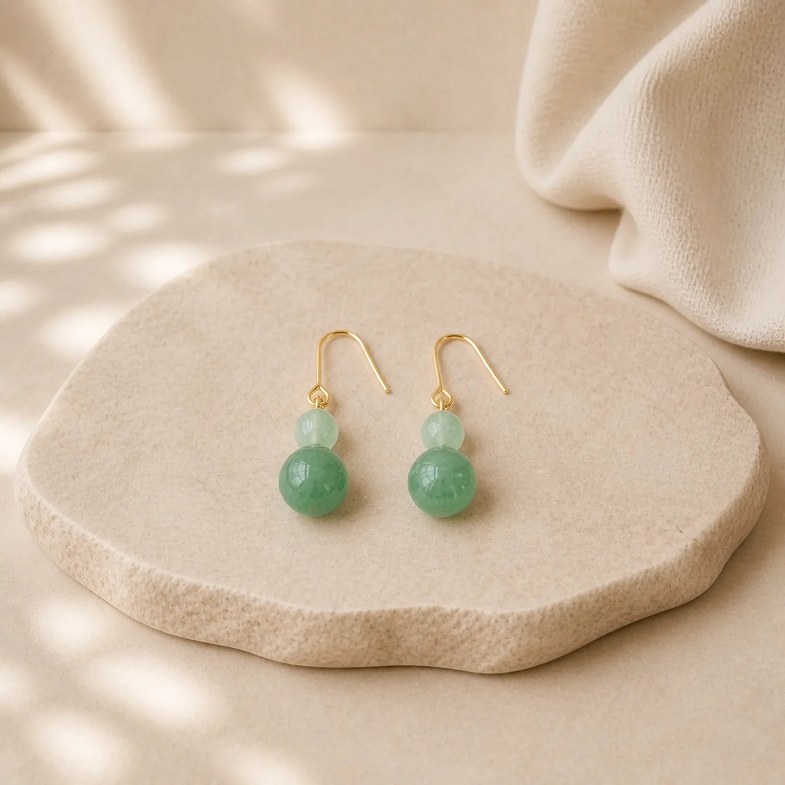 Green Aventurine Luck Drop Earrings featuring Green Aventurine, Copper, Silver