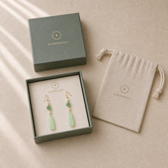 Green Aventurine Pearl Liuli Teardrop Luck Earrings featuring Green Aventurine, Pearl, Copper