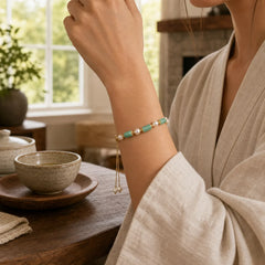Green Aventurine Pearl Pink Crystal Bead Luck Bracelet featuring Green Aventurine, Pearl, Pink Crystal