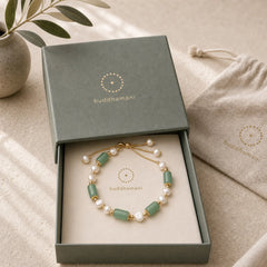 Green Aventurine Pearl Pink Crystal Bead Luck Bracelet featuring Green Aventurine, Pearl, Pink Crystal