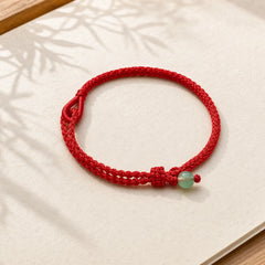 Green Aventurine Red String Balance Bracelet featuring Green Aventurine, Red String, Rose Quartz