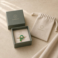 Green Chalcedony Peace Buckle Pattern Strength Ring featuring Green Chalcedony, Chalcedony, Peace Buckle