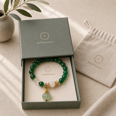 Green Crystal Pumpkin Bead Relax Calm Bracelet featuring Green Crystal