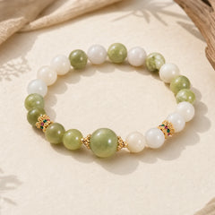 Green Grape Color Jade Abundance Bracelet featuring Jade, Copper