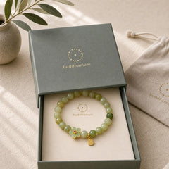 Green Jade Flower Fu Character Charm Luck Bracelet featuring Green Jade, Jade, Fu Character