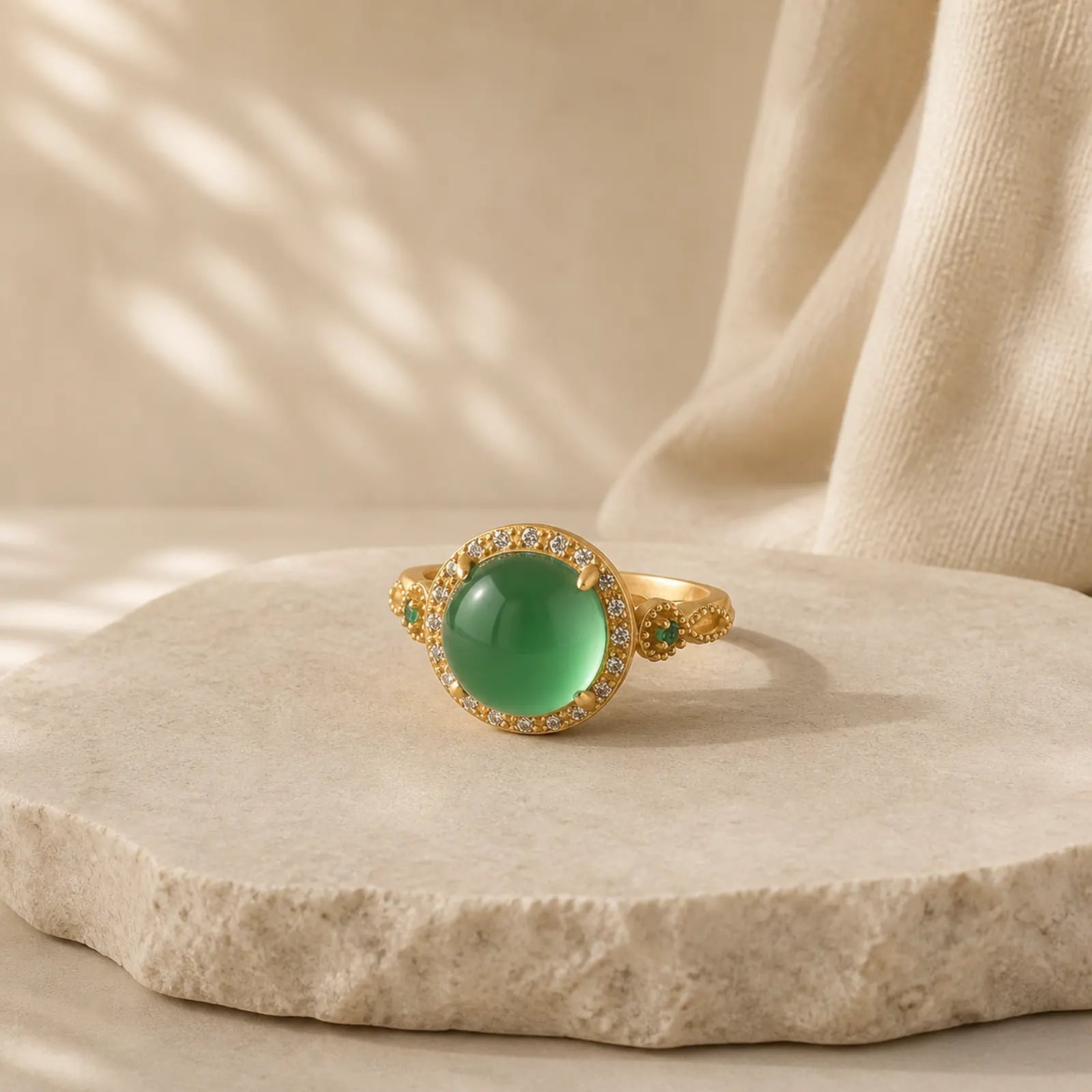 Green Jade Fortune Ring featuring Green Jade, Jade, Cyan Jade