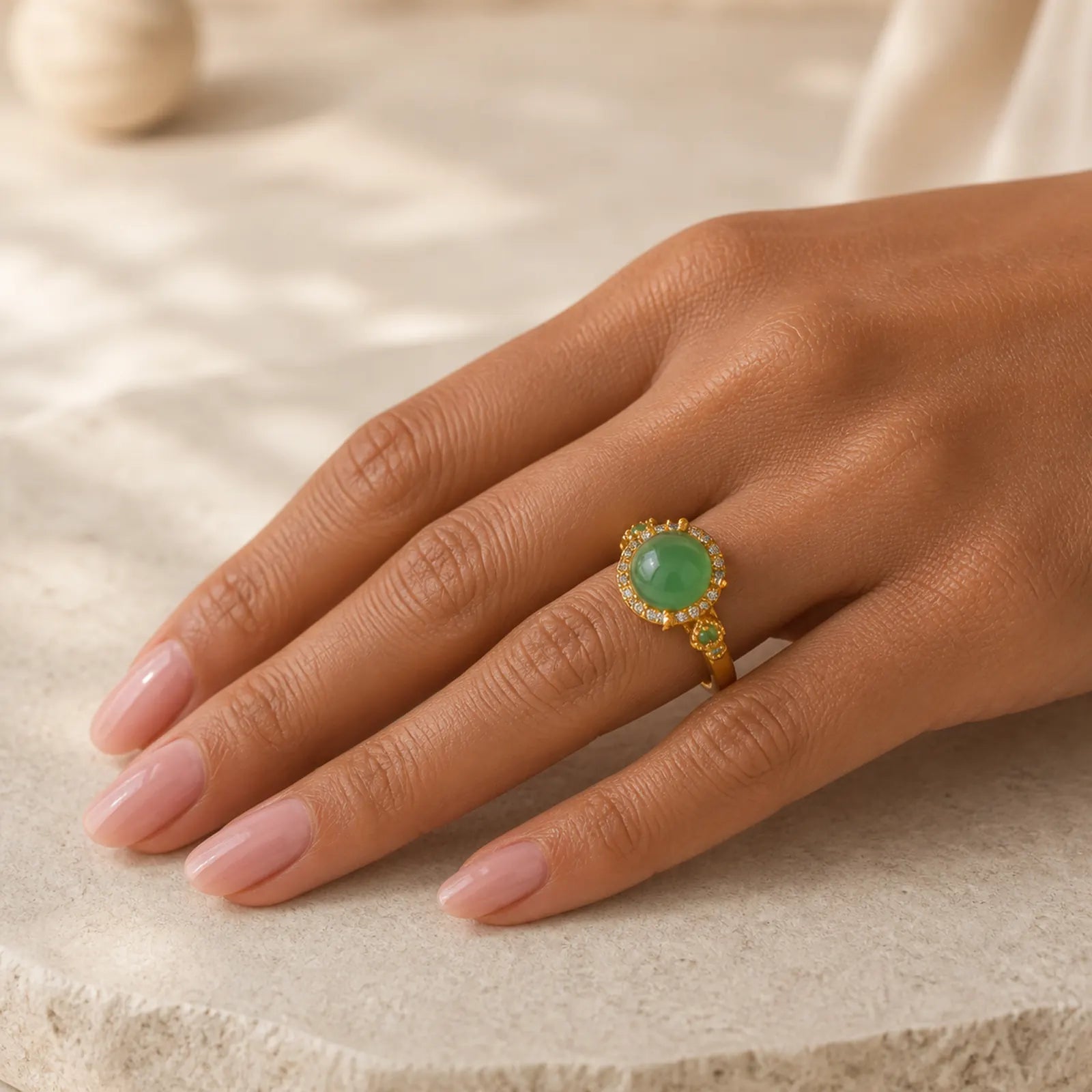 Green Jade Fortune Ring featuring Green Jade, Jade, Cyan Jade