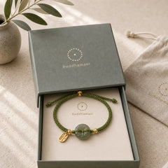 Green Jade Peace Buckle Green Rope Bracelet featuring Green Jade, Jade, Peace Buckle