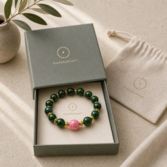 Green Liuli Glass Blessings Bracelet featuring Five Elements, Copper