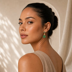 Green Liuli Round Peace Buckle Fortune Dangle Earrings featuring Peace Buckle, Copper, Silver