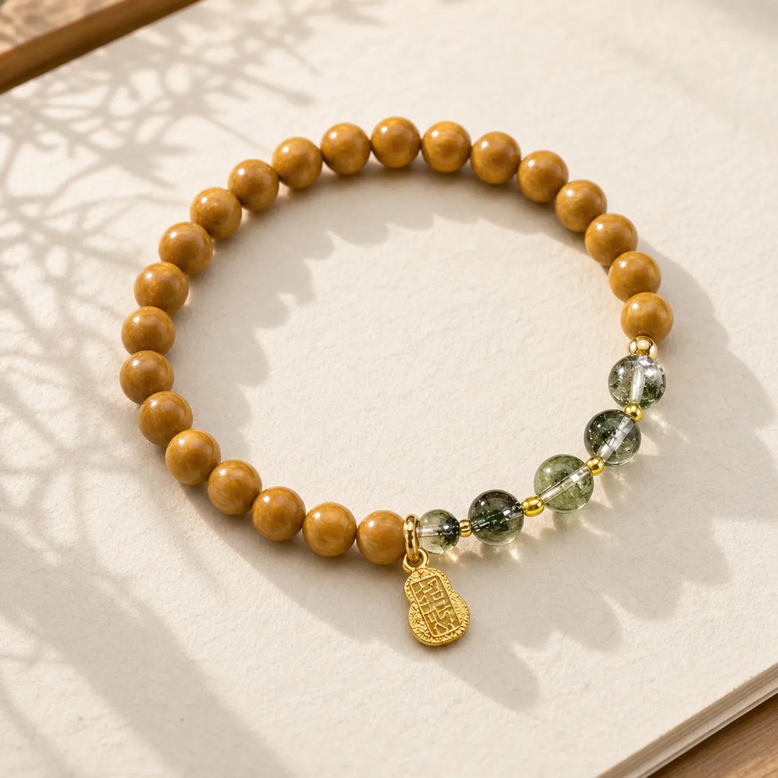 Green Phantom Citrine Rutilated Quartz Super Seven Crystal Confidence Bracelet featuring Green Phantom, Citrine, Rutilated Quartz