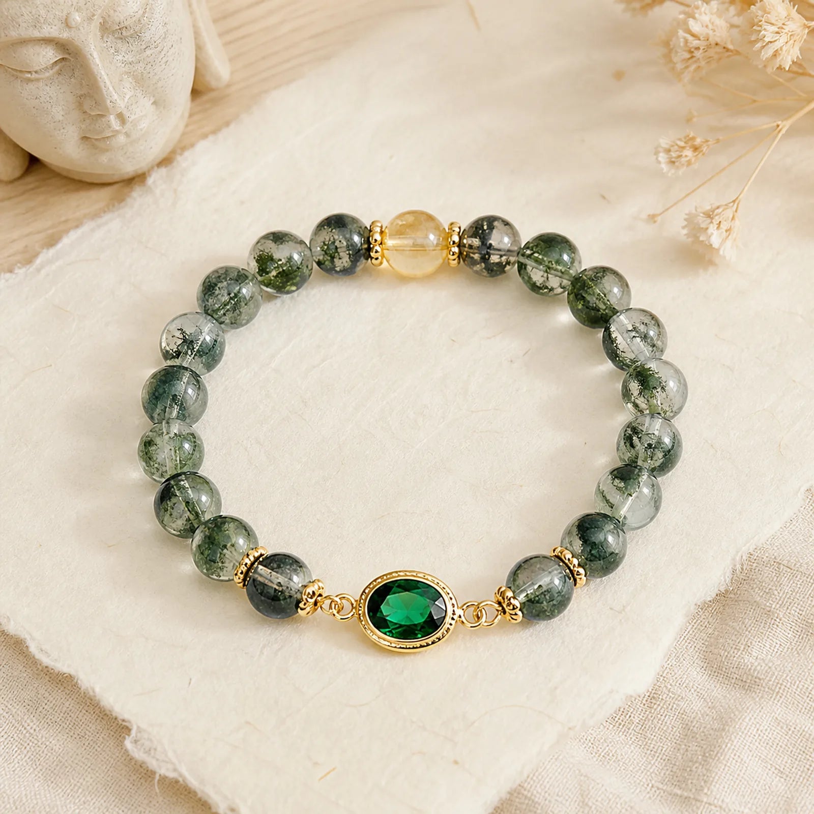 Green Phantom Green Crystal Confidence Bracelet featuring Green Phantom, Green Crystal, Clear Quartz / White Crystal