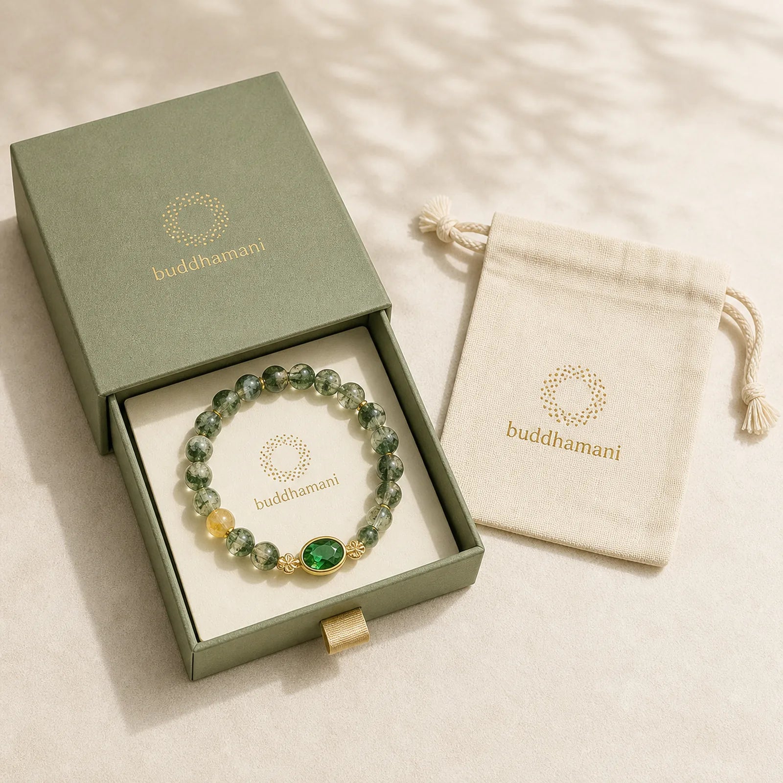 Green Phantom Green Crystal Confidence Bracelet featuring Green Phantom, Green Crystal, Clear Quartz / White Crystal