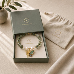 Green Phantom Pearl Accent Butterfly Growth Beaded Bracelet featuring Green Phantom, Pearl, Butterfly