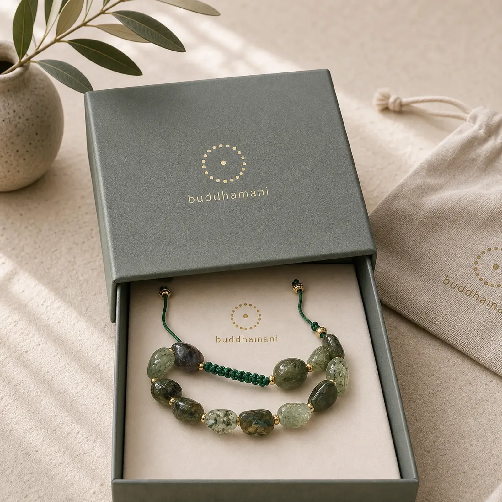 Green Rutilated Quartz Braid String Protection Bracelet featuring Rutilated Quartz