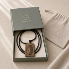 Green Sandalwood Buddha Symbol Positive Necklace Pendant featuring Green Sandalwood, Sandalwood, Buddha Symbol