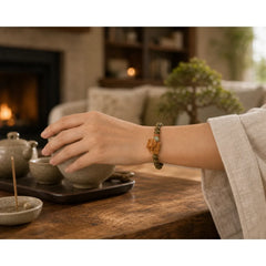 Green Sandalwood Gold Sandalwood Cute Rabbit Positive Bracelet featuring Green Sandalwood, Sandalwood