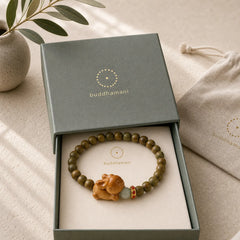 Green Sandalwood Gold Sandalwood Cute Rabbit Positive Bracelet featuring Green Sandalwood, Sandalwood