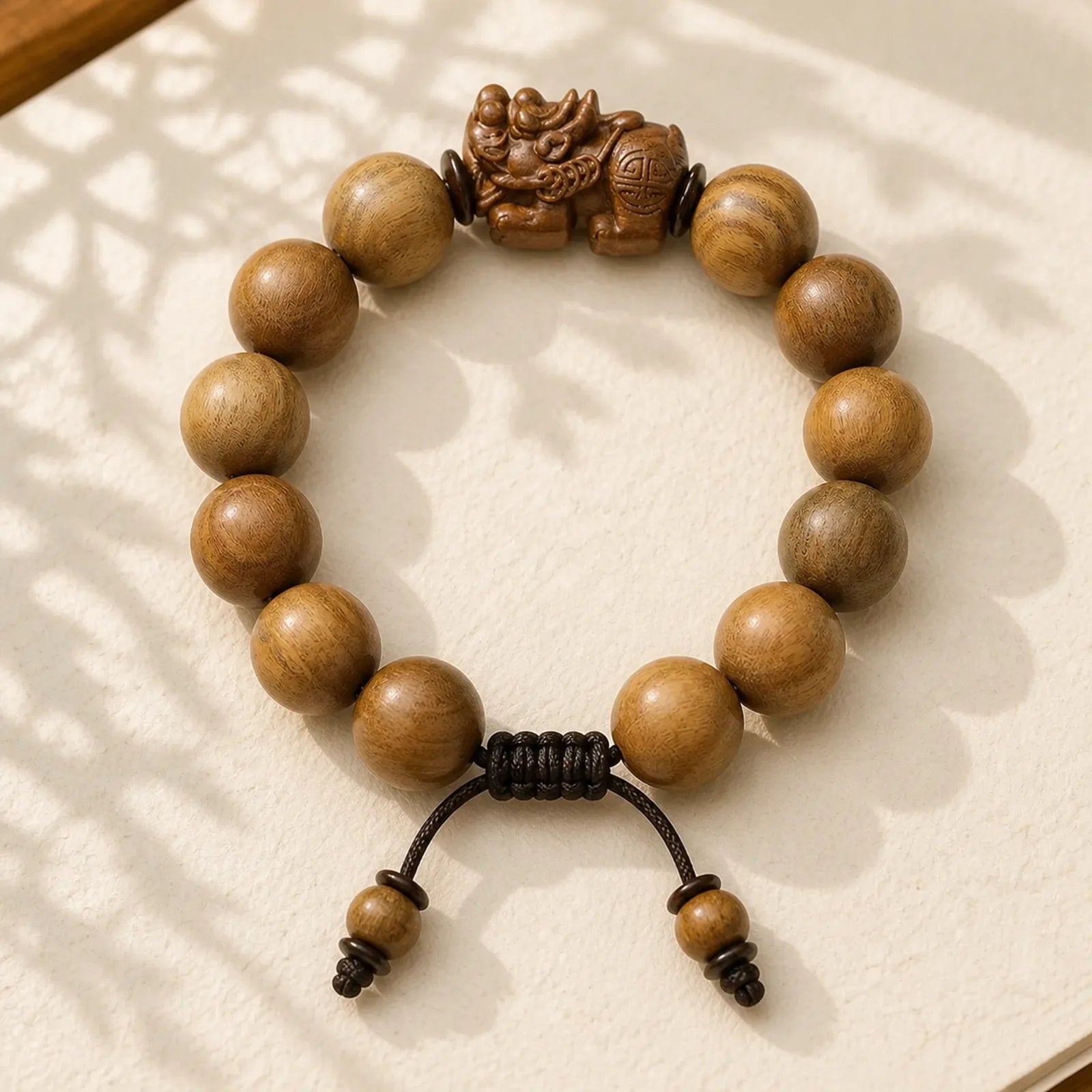 Green Sandalwood Pixiu Attract Wealth Bracelet featuring Green Sandalwood, Sandalwood, Pixiu