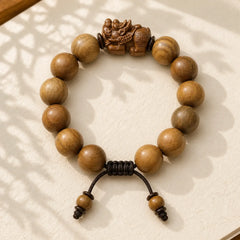 Green Sandalwood Pixiu Attract Wealth Bracelet featuring Green Sandalwood, Sandalwood, Pixiu