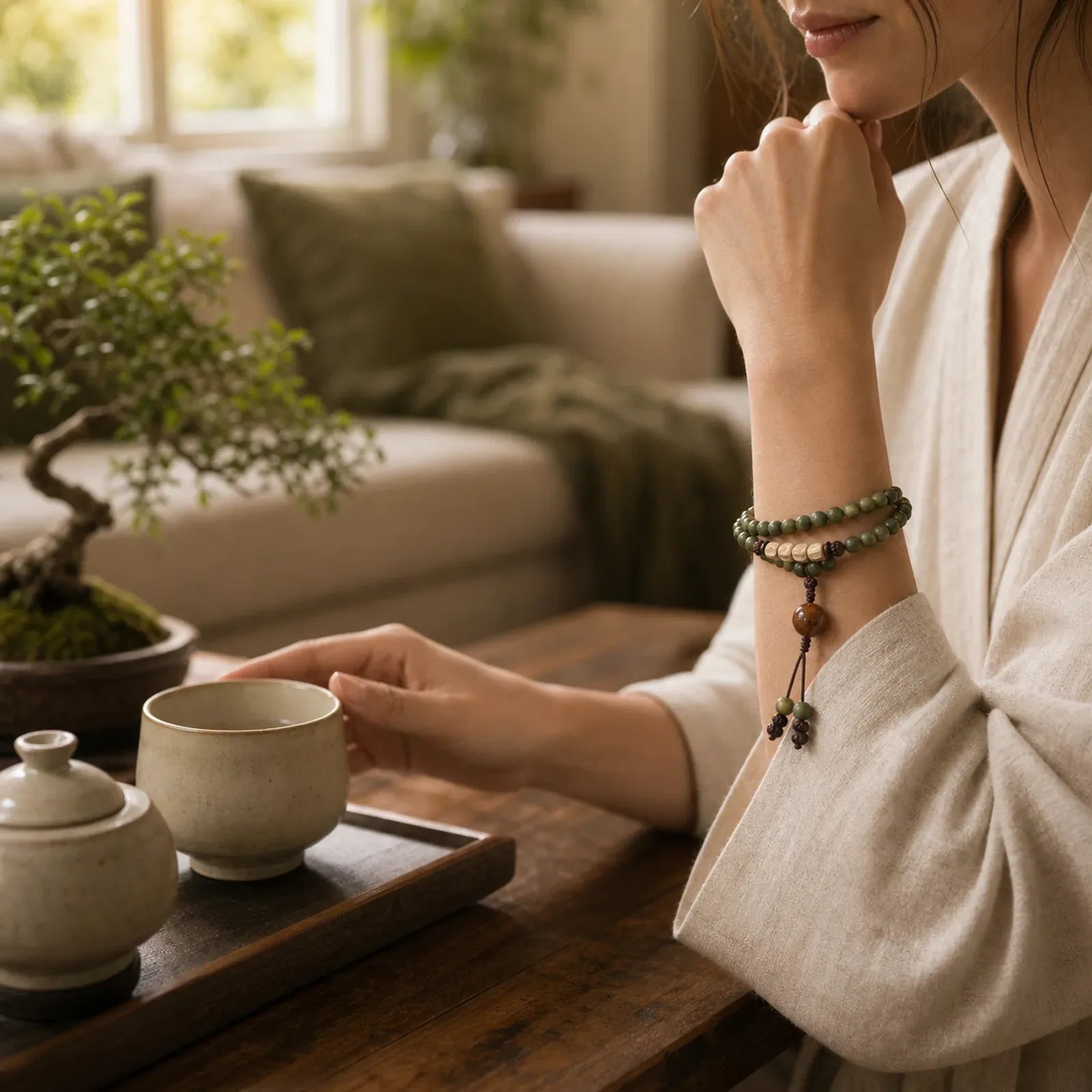 Green Sandalwood Positive Peace Bracelet featuring Green Sandalwood, Sandalwood