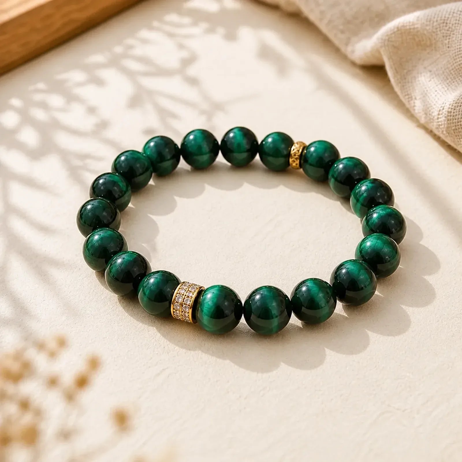 Green Tiger Eye Positive Bracelet featuring Green Tiger Eye, Tiger Eye