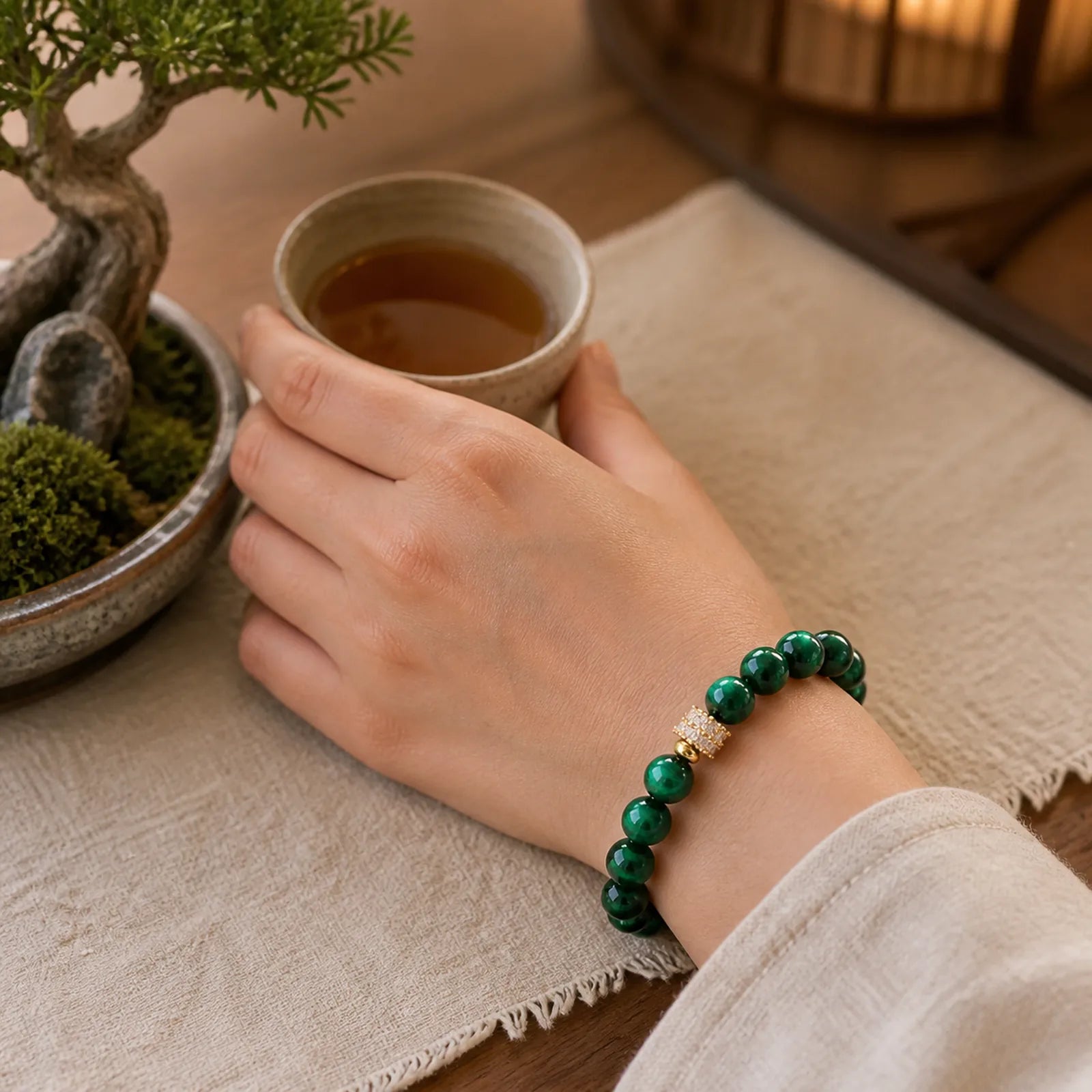 Green Tiger Eye Positive Bracelet featuring Green Tiger Eye, Tiger Eye