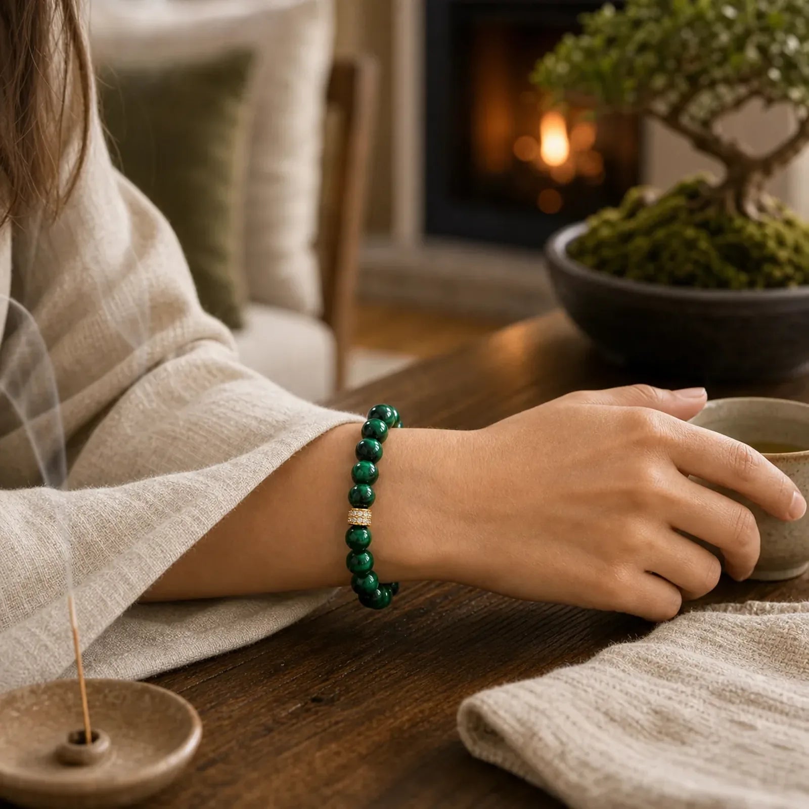 Green Tiger Eye Positive Bracelet featuring Green Tiger Eye, Tiger Eye