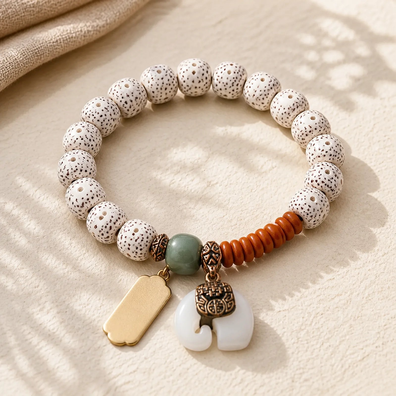 Hand PolishedStar Moon Bodhi Seed Elephant Pattern Inner Peace Bracelet featuring Star Moon Bodhi Seed, Bodhi Seed, Elephant Symbol