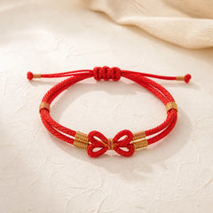 Hand Woven Butterfly Luck Adjustable Braided Cord Bracelet featuring Butterfly, Red String, Feng Shui Butterfly
